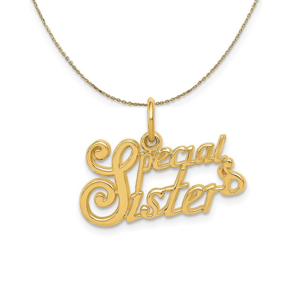 14k Yellow Gold 21mm Special Sister Necklace - 24 In